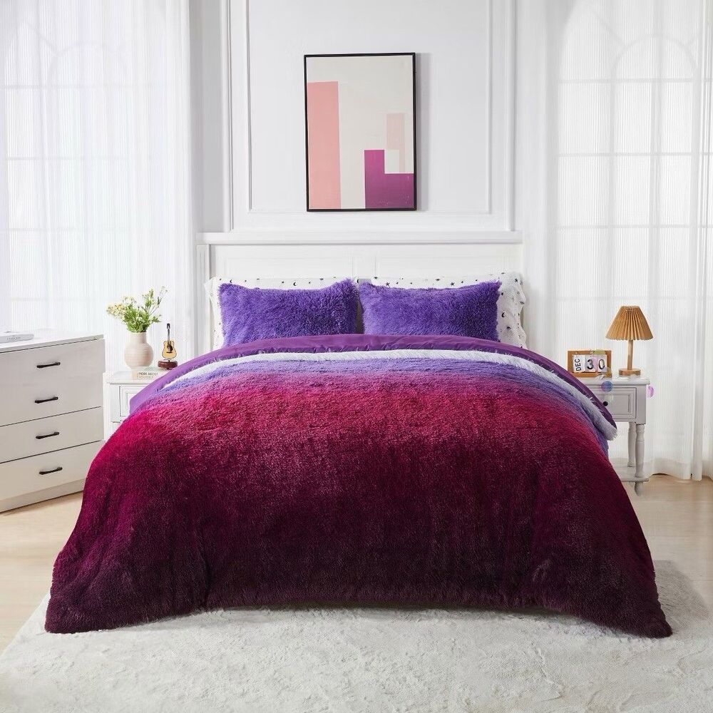 Celestial Garden Full Queen Faux Fur Comforter Soft Plush Bedding